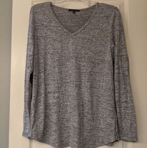 Grey marled sweater with button accents on back